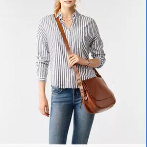 FOSSIL HARPER LARGE FLAP CROSSBODY BAG WITH SIGNATURE KEY BAG CHARM COGNAC BROWN